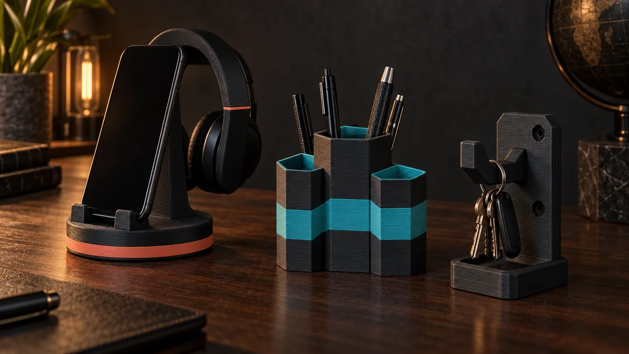 Idea generada con IA: soporte de escritorio y organizador impresos en 3D